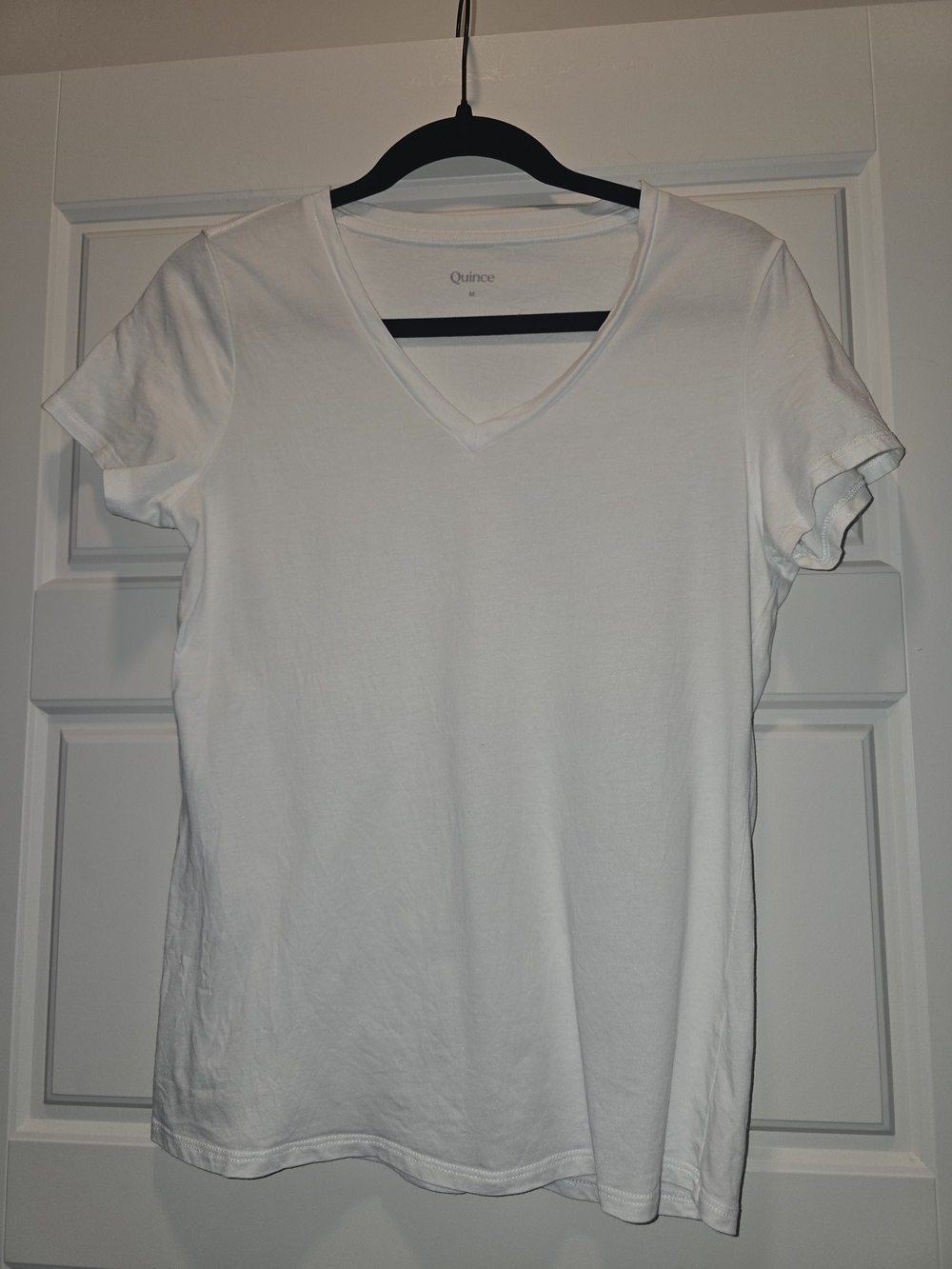 Quince White V-Neck Short Sleeve Tee